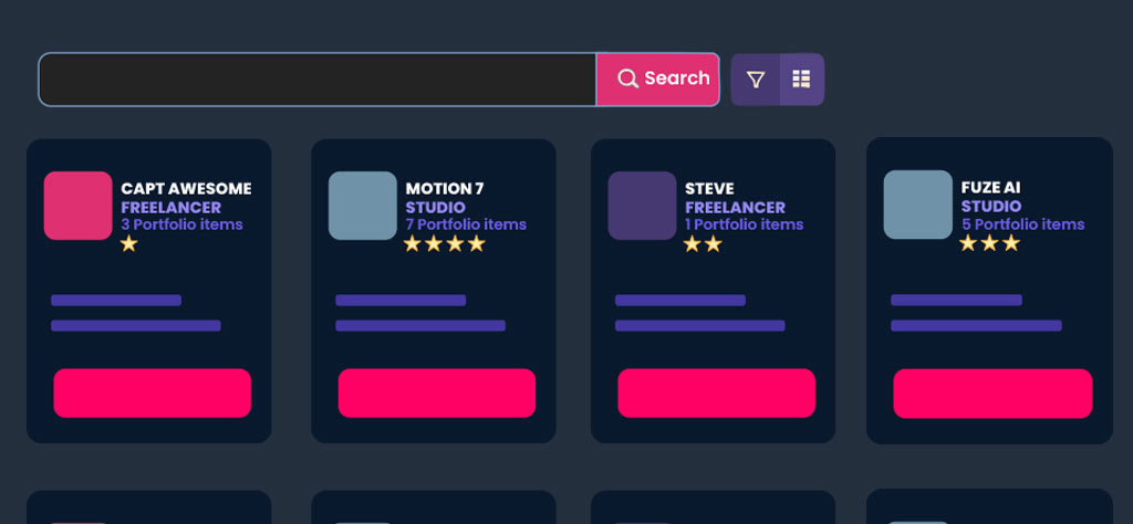 Creator directory showcasing AI artists